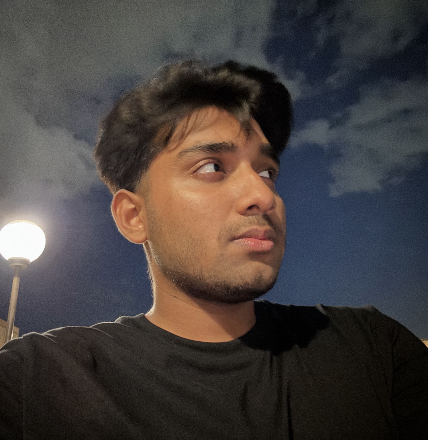 Night portrait close up